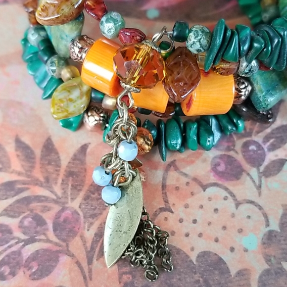 NWT Semi-precious Stone Beaded Wrap Bracelet - Picture 8 of 16